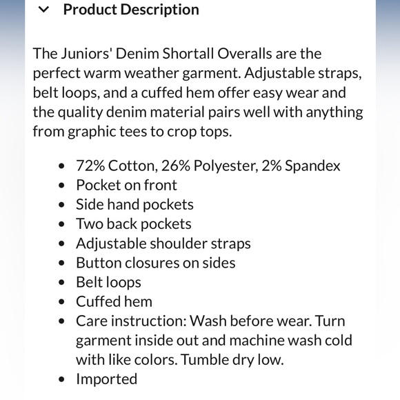 NWT ✅ BLUE SPICE 💙 Distressed Rolled Cuff SHORTALLS - Picture 3 of 5